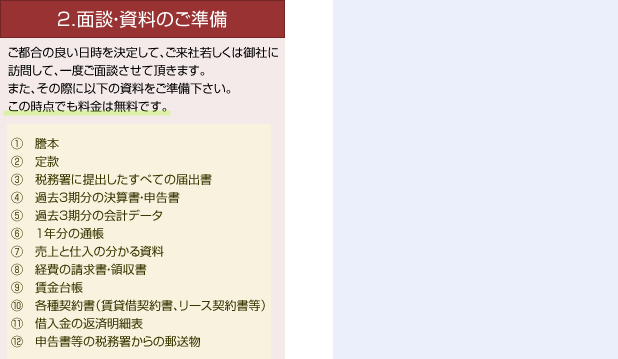 2.面談・資料のご準備