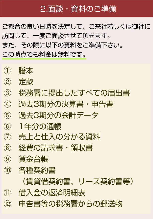 2.面談・資料のご準備